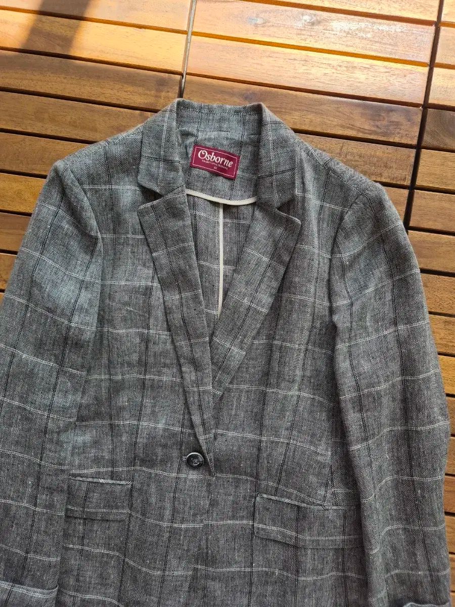 Osborne チェック ブレザー 66 麻 100
