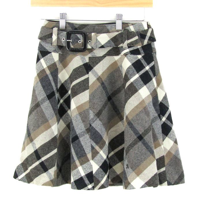 バーバリーロンドンブルーレーベル スカート ボトムス チェック レディース 36サイズ ベージュ BURBERRY LONDON BLUE LABEL