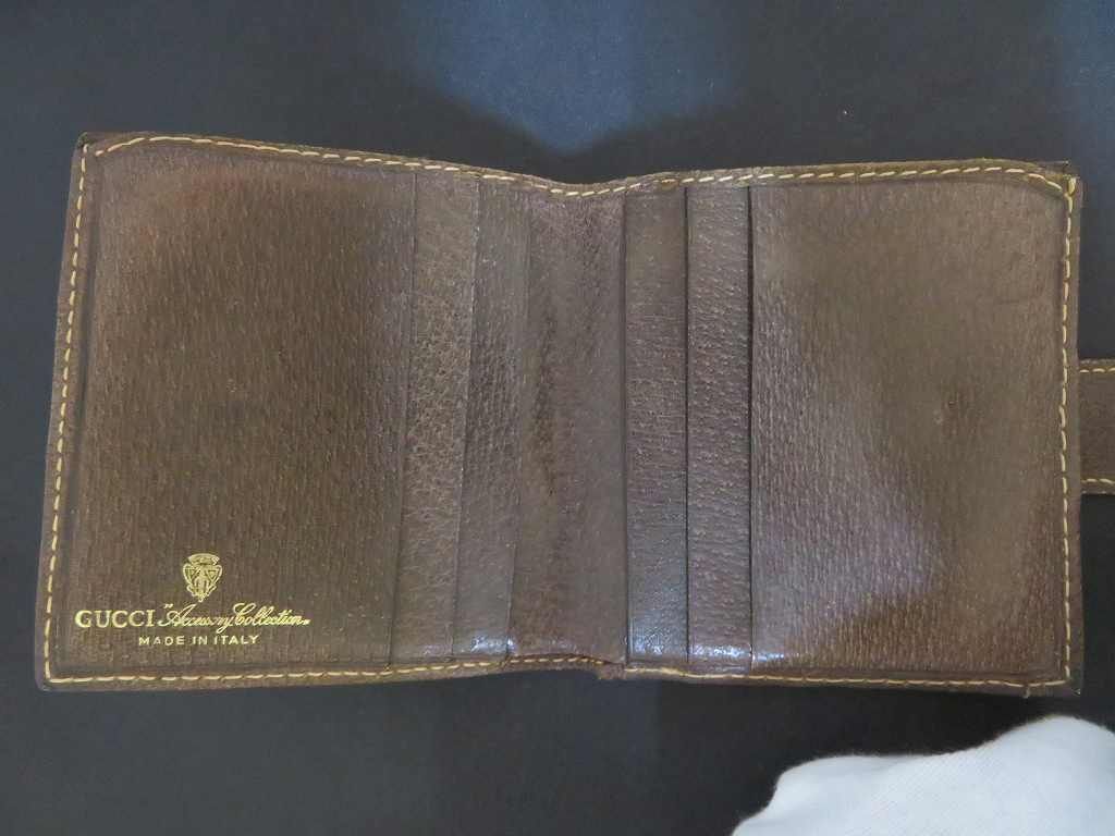 BJK2☆グッチ/GUCCI シェリーライン GG柄 二つ折り 財布 オールド