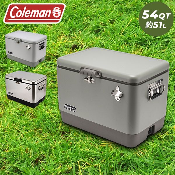 コールマン Coleman クーラーボックス 54QT ステンレス スチールベルト 大容量 約51L アウトドア キャンプ クーラー ハード STEEL COOLERS COL-91