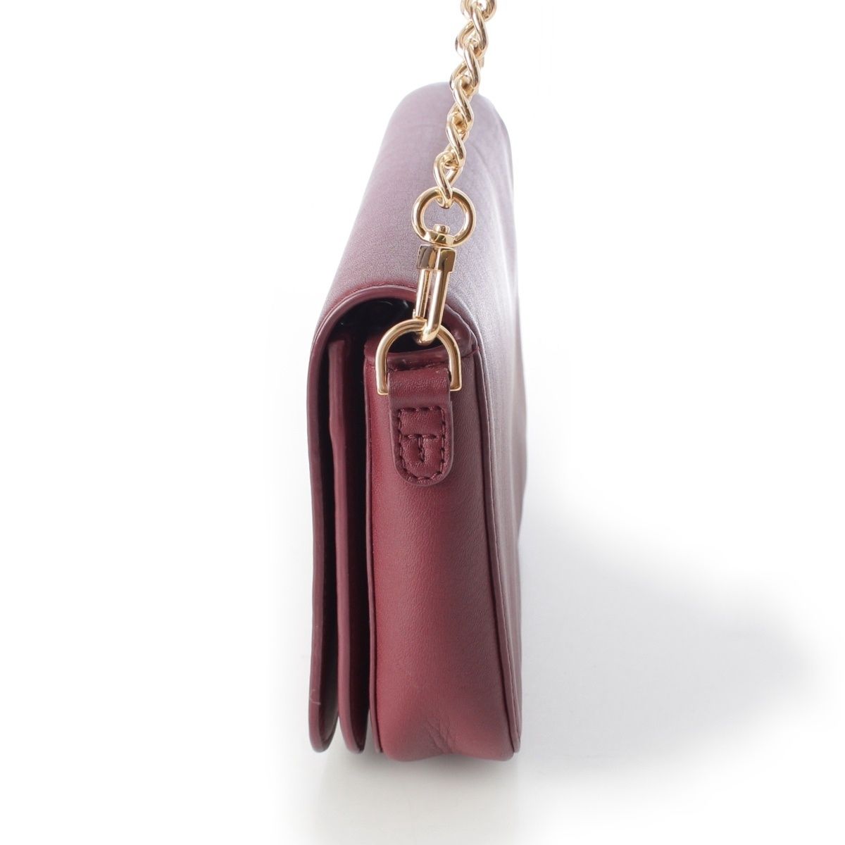 【現行・極美品】TORY BURCH ショルダーバッグ ボルドー レザー トリーバーチ レザー ロゴ フルフラップ チェーン ゴールド