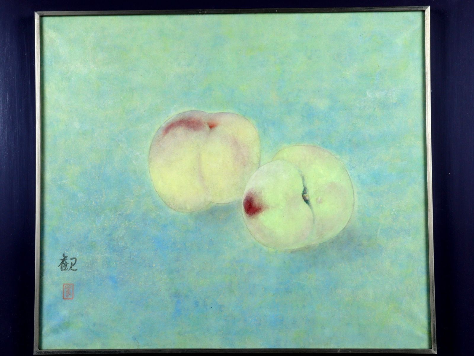 浜田観 「桃」 肉筆日本画8号 果物 唐物 骨董 古美術 楾 B66-Q