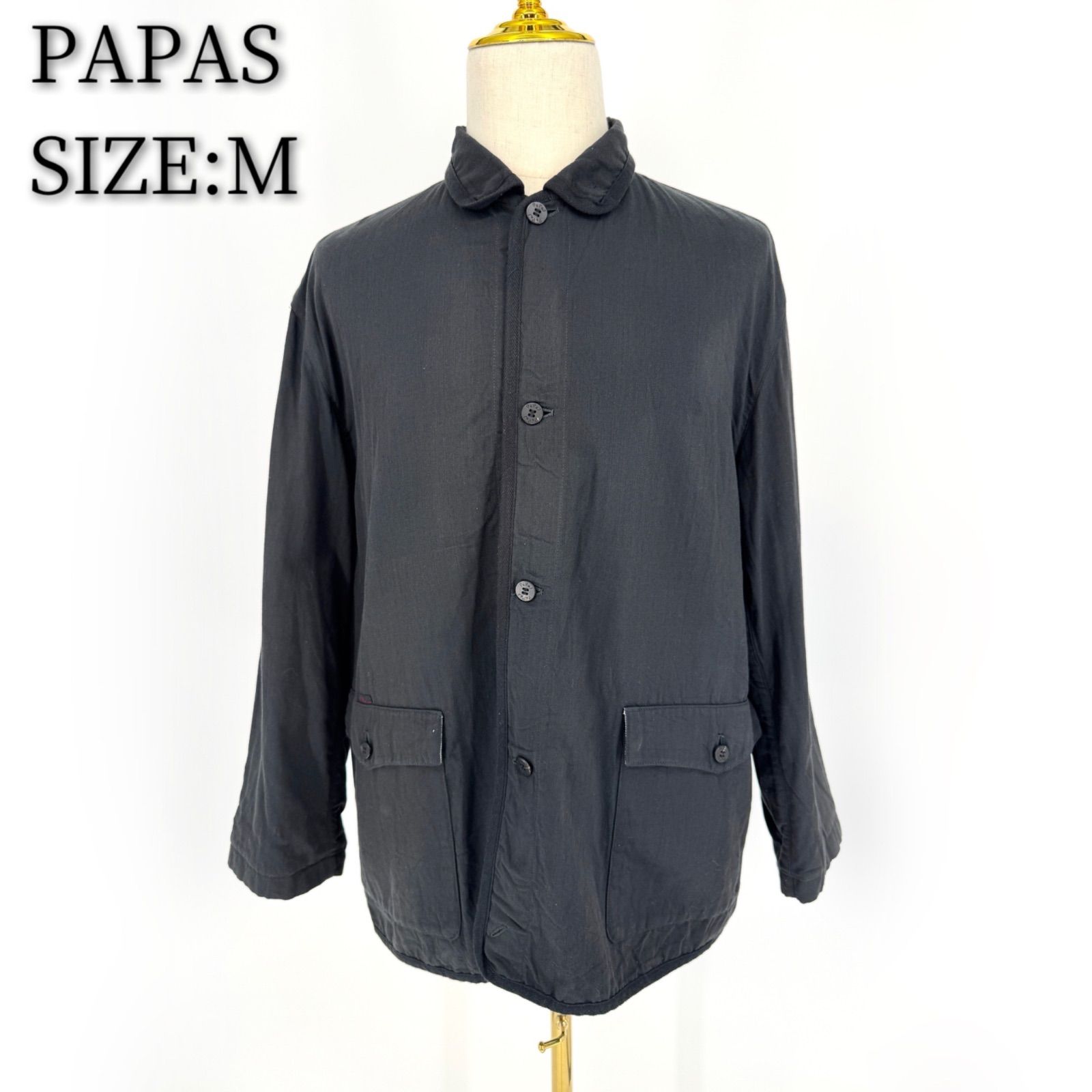 PAPAS パパス メンズ ジャケット カバーオール Mサイズ ブラック 