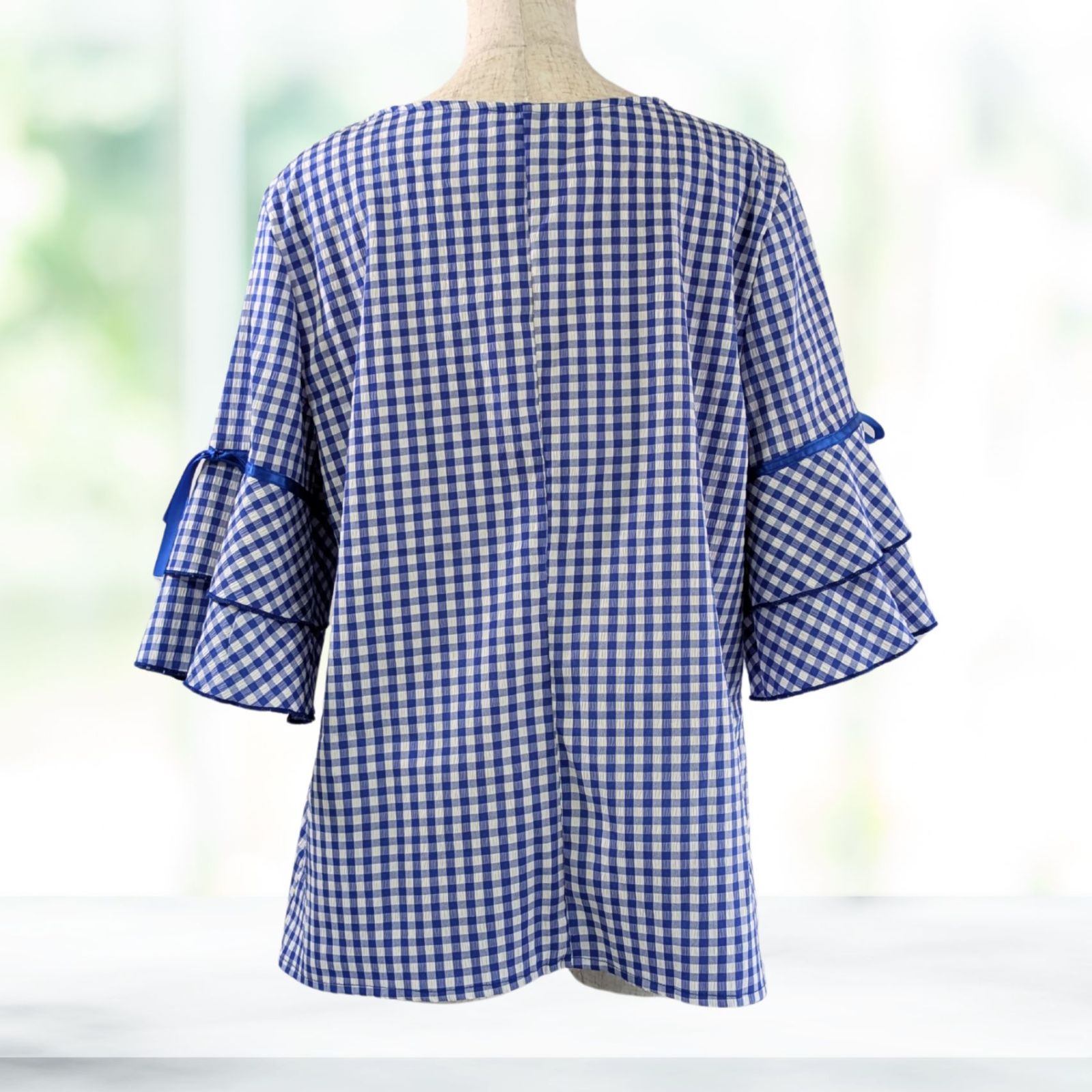 【美品】anana アナナ　フリルリボンチェックブラウス　ギンガム 最終値下げ【美品】anana アナナ フリルリボンチェックブラウス