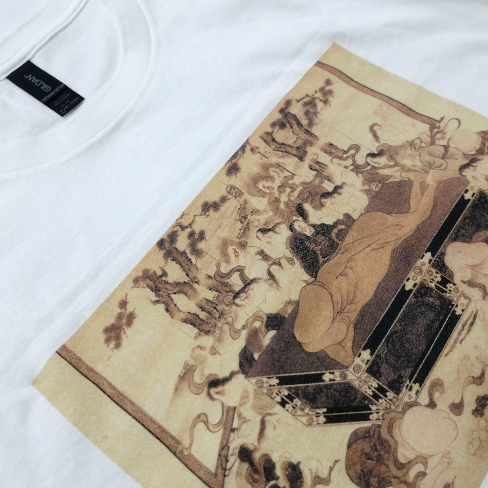 陽物涅槃図 春画 SHUNGA 浮世絵 半袖 Tシャツ ホワイト GILDAN
