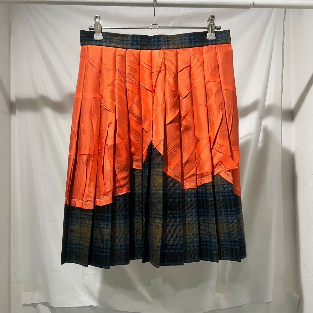 kolor カラー 24AW Skirt パッチワーク チェック柄 ミニスカート