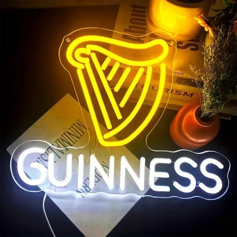ネオンサイン 壁掛け ネオンイト 黒ビール ギネス ビール 発光サイン ネオン管 壁装飾 おしゃれ LED ネオン看板 部屋 インテリア バー カフェ 車 屋内 販売店 趣味 照明 クリスマス飾り D035