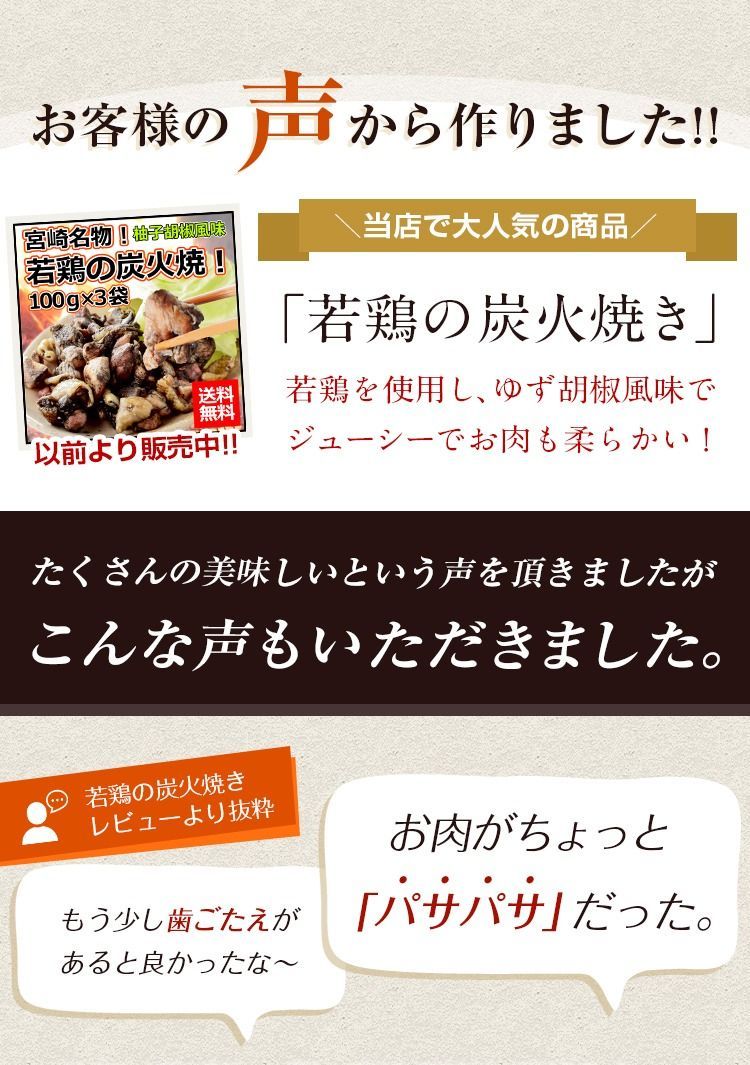 鶏の炭火焼き(親鶏) 100g×3袋 塩こしょう風味 送料無料 おつまみ 宮崎名物 地鶏 お試し 食品 肉 レトルト 珍味 [メール便]