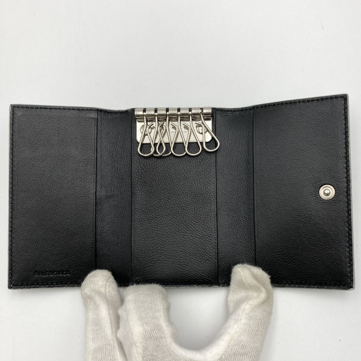 BALENCIAGA ★シルバー グリッター キーケース 超美品 BALENCIAGA バレンシアガ キーケース 6連 CASH SPARKLING