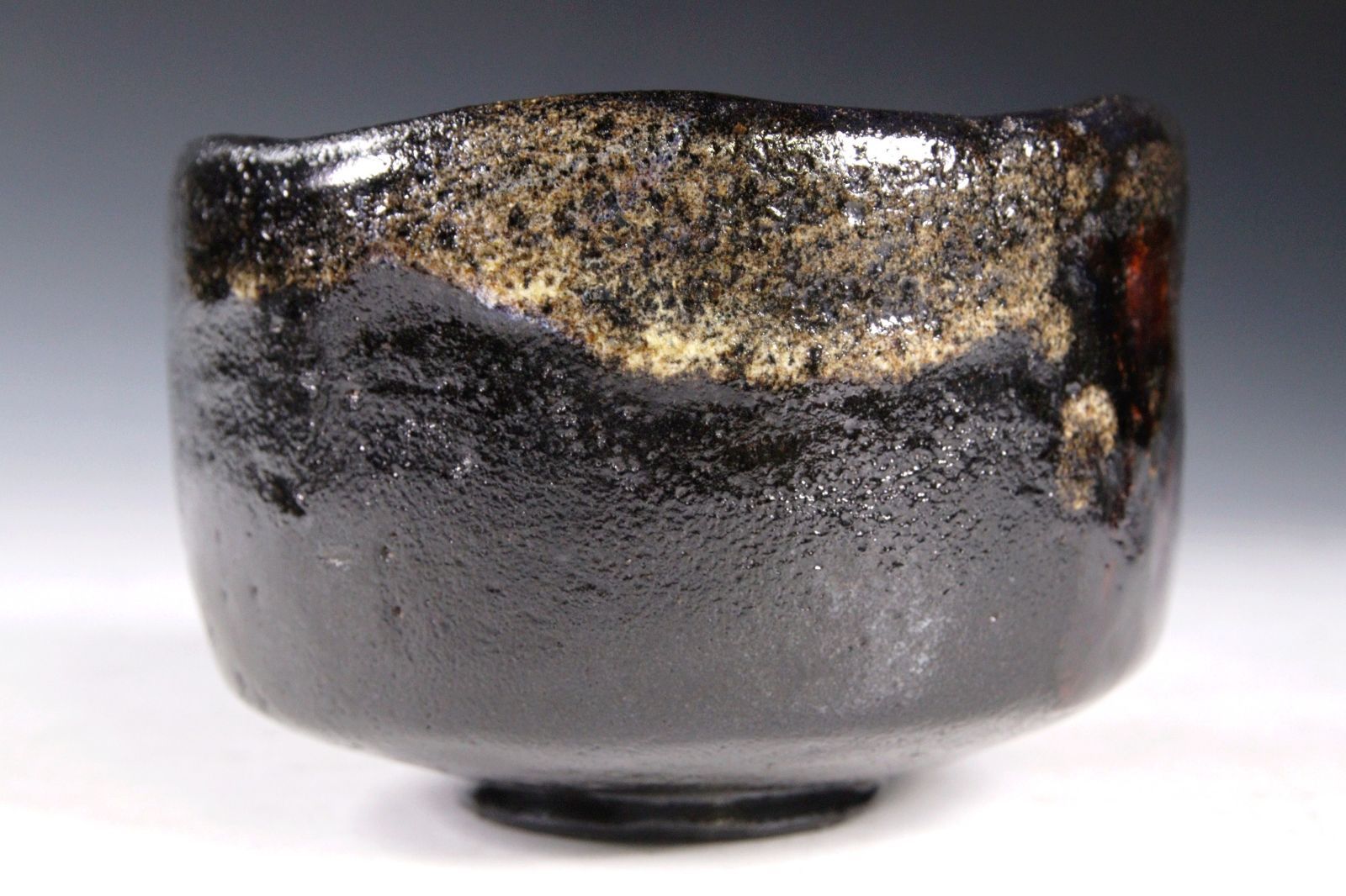 小川篁作 黒楽茶碗 11.5cm 共箱 茶道具 唐物 骨董 古美術 楾 Y85