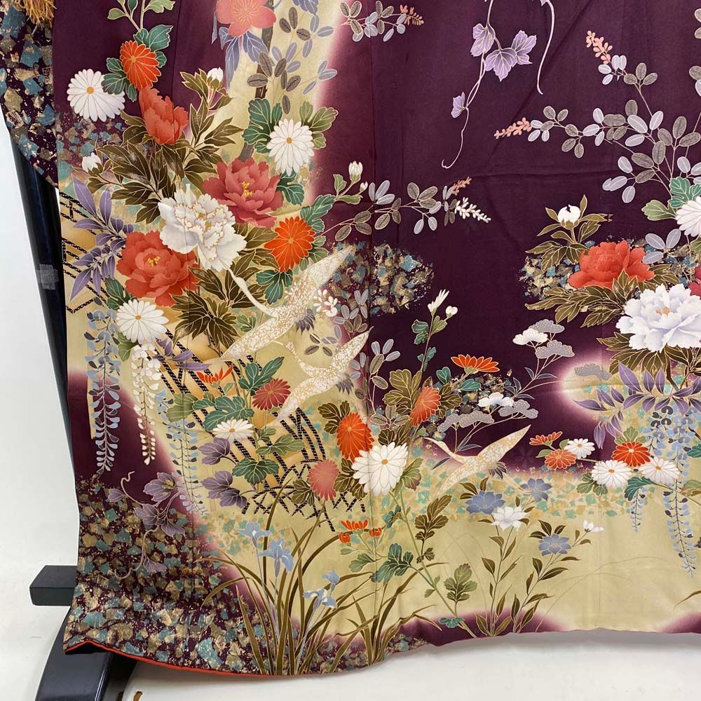 振袖 中古 葡萄茶 紫 正絹 古典 裄70cm 身丈166.5cm 美品 L サイズ 成人式 4040 振袖 中古 葡萄茶 紫 正絹 古典 裄70cm 身丈166.5cm 美品 L サイズ