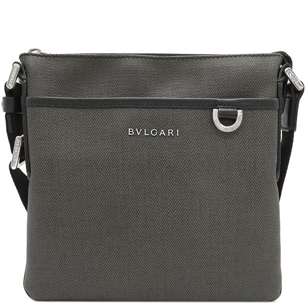 ブルガリ BVLGARI ショルダーバッグ ウィークエンド PVC レザー グレーXブラック シルバー金具