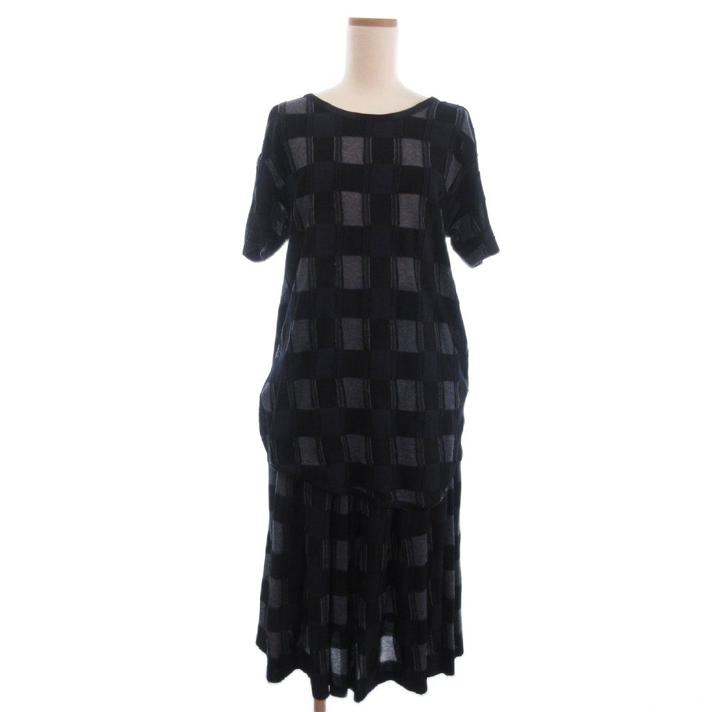 ワイズ Y s ヨウジヤマモト セットアップ カットソー スカート 半袖 ロング ウエストゴム 総柄 紺 ネイビー 2