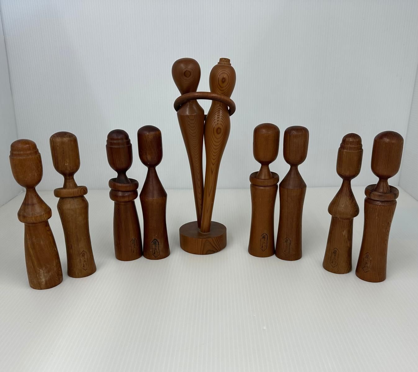 屋久杉 夫婦こけし 5組まとめ 工芸品 インテリア 2505102