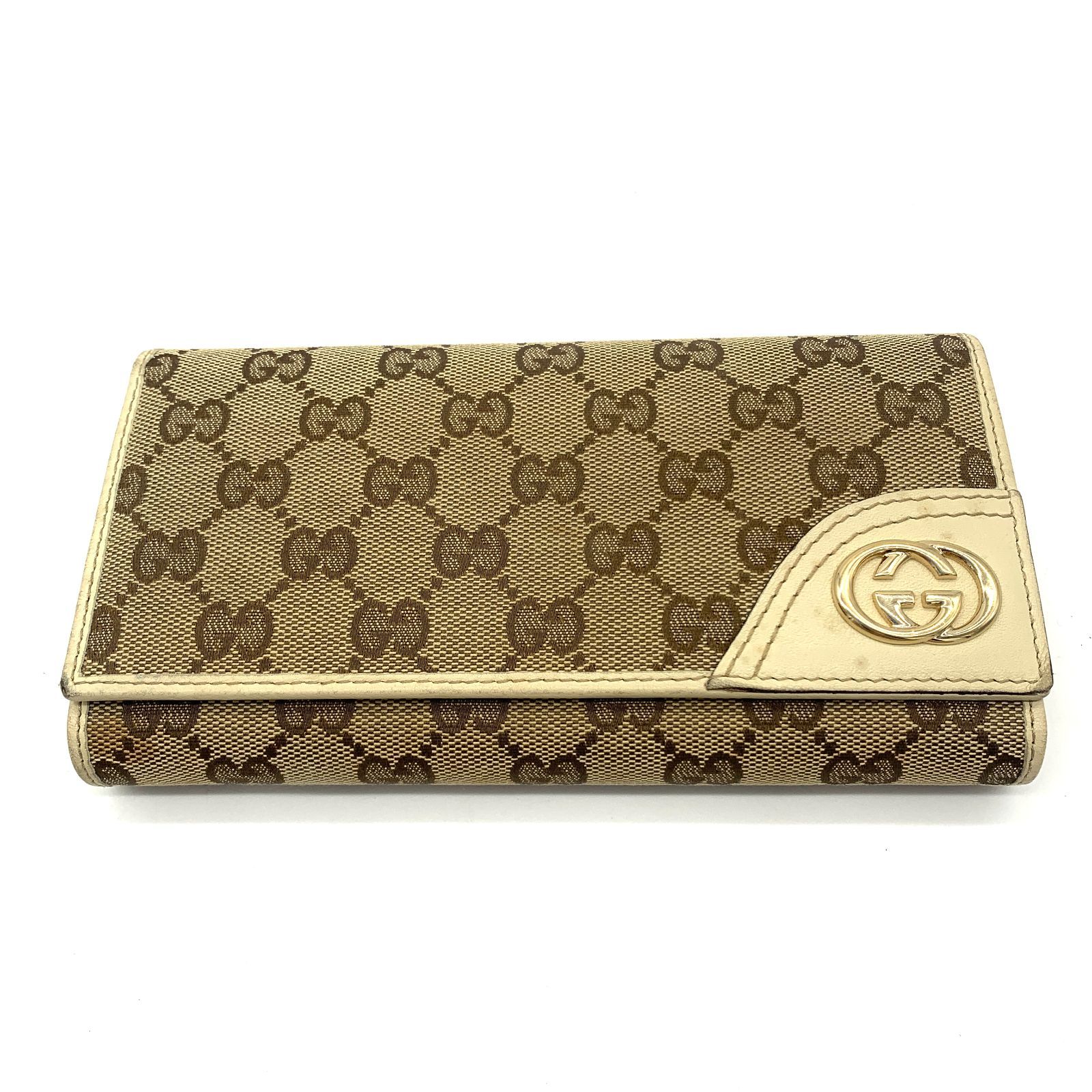 ▽GUCCI グッチ GGキャンバス 三つ折り 長財布 181595 ベージュ - メルカリ
