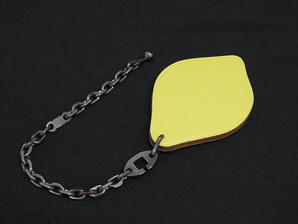HERMES エルメス フルーツモチーフ レモン チャーム キーホルダー □極美品□ HERMES エルメス フルーツポルトクレ レザー×SV925