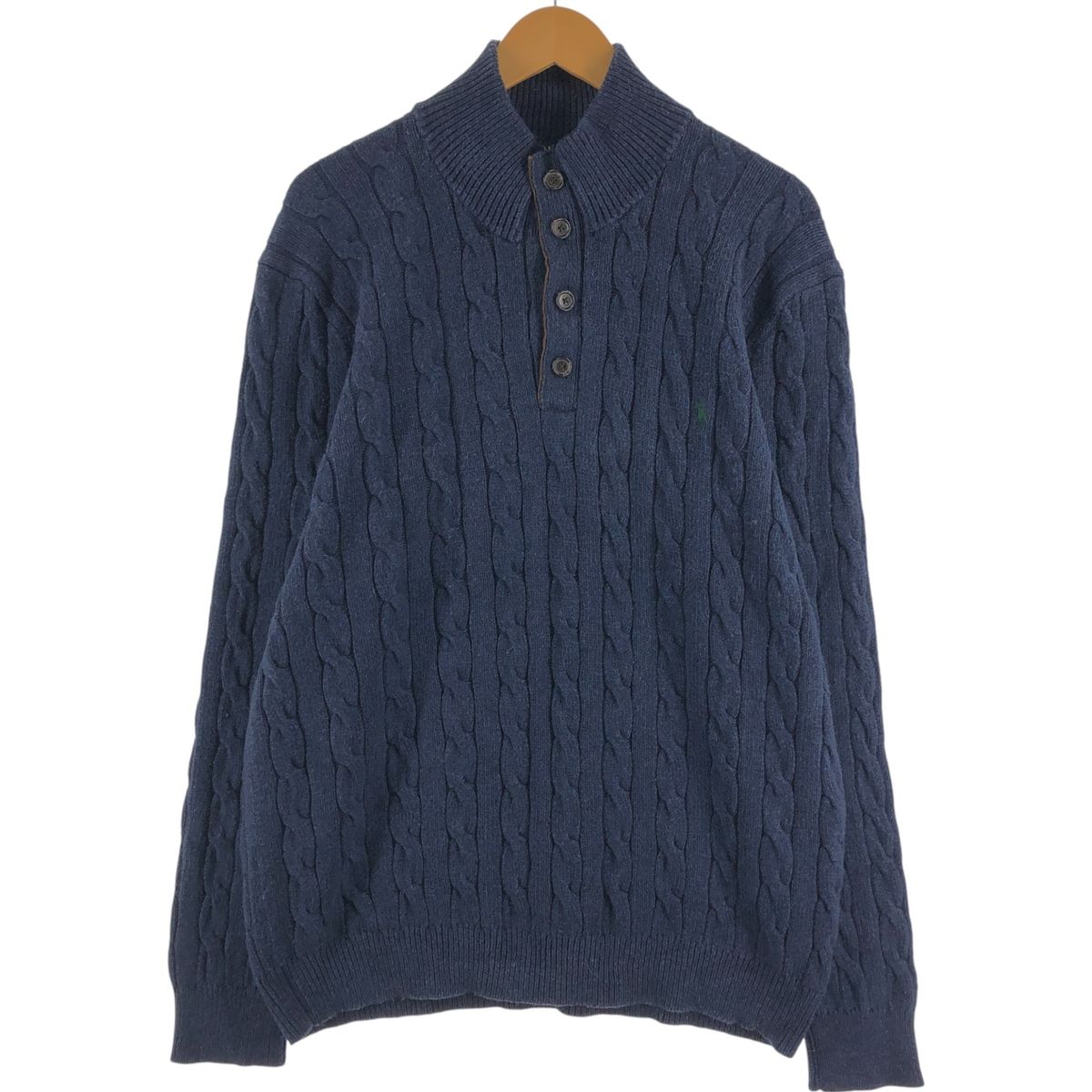 古着 ラルフローレン Ralph Lauren POLO RALPH LAUREN ケーブル編み ハーフボタン シルク ニットセーター メンズXXL相当/eaa379241