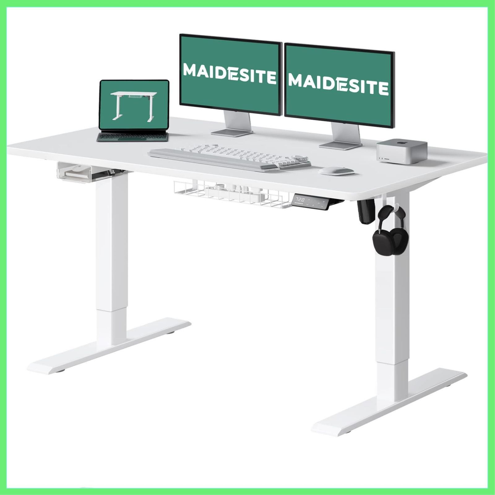 Maidesite 電動昇降デスク パソコンデスク 昇降デスク 幅120×奥行60