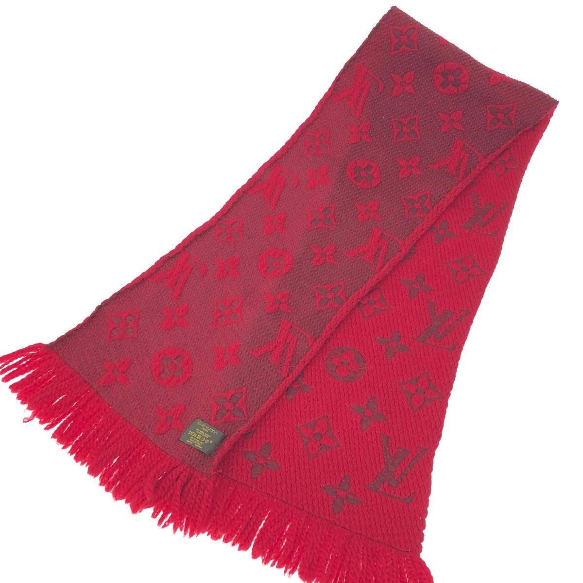 ルイヴィトン モノグラム マフラー 赤 エシャルプ ロゴマニア