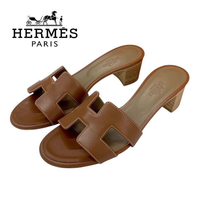 HERMES ブラウン ミュールサンダル エルメス HERMES オアジス サンダル 靴 シューズ レザー