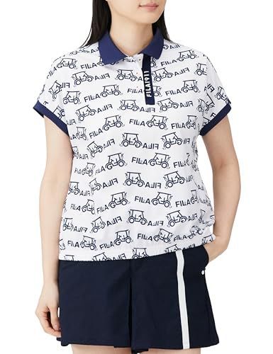 Size M_Color WT フィラ ゴルフ ポロシャツ カートロゴプリント 接触冷感 UVカット 7546072 レディース WT