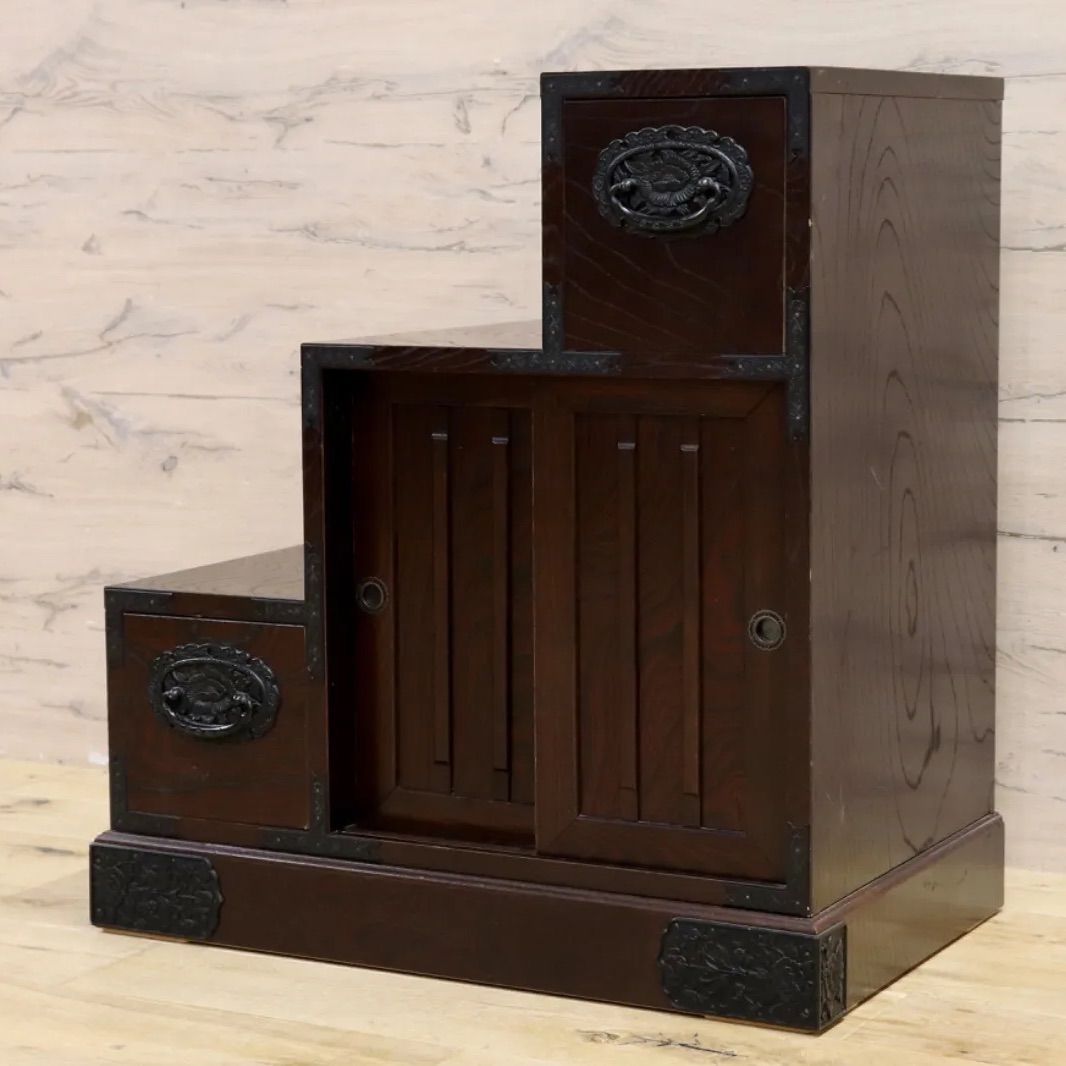 GMIS281○時代箪笥 階段箪笥 収納家具 整理箪笥 和家具 古民家 古道具 タンス 和モダン 和製アンティーク ヴィンテージ レトロ