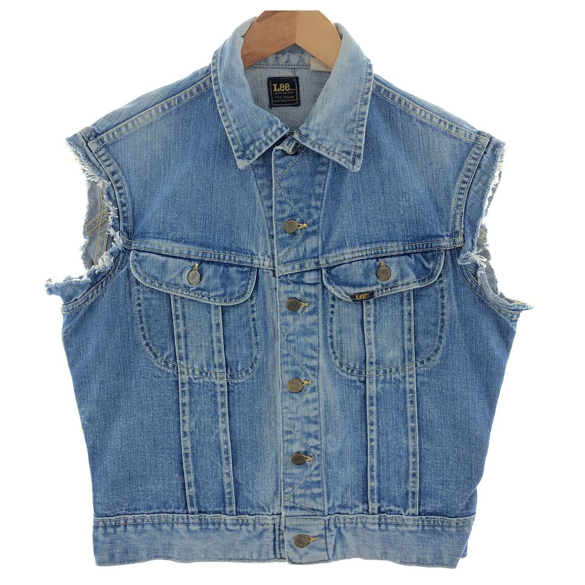 古着 80年代 リー Lee カットオフ デニムベスト USA製 メンズM 