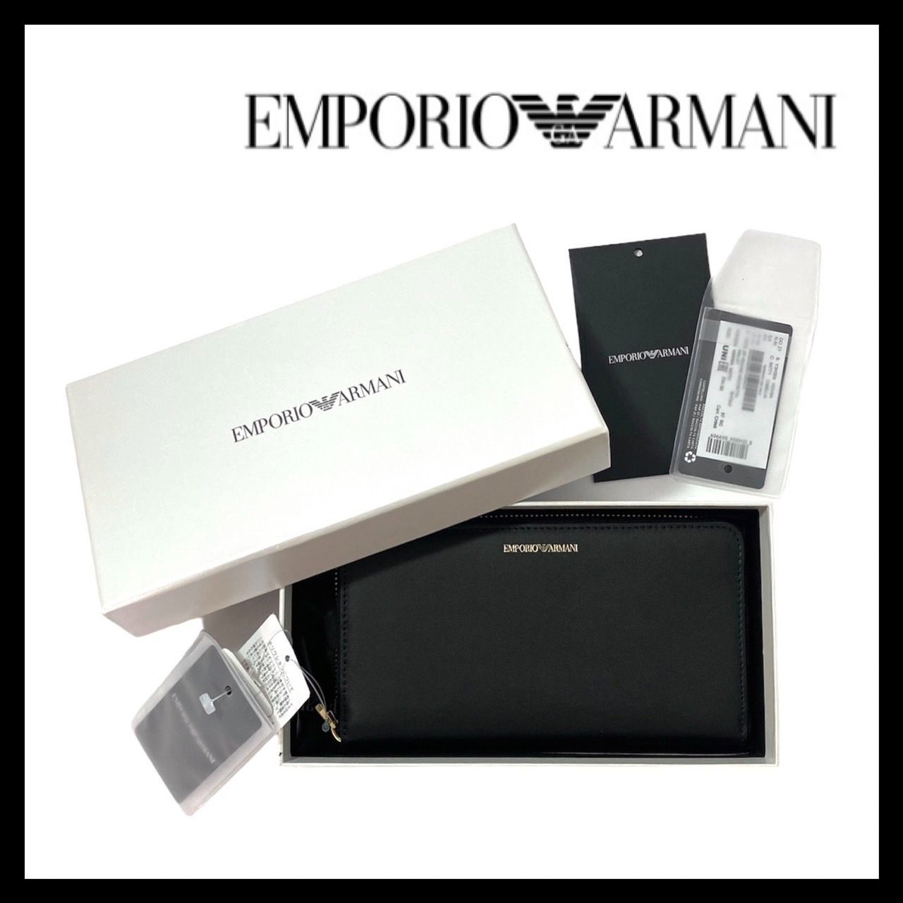 【未使用品】エンポリオアルマーニ 長財布 ブラック　Y3H304 M【EMPORIO ARMANI】Y3H304 HDV9A ジッパー 長財布 ブラック/黒