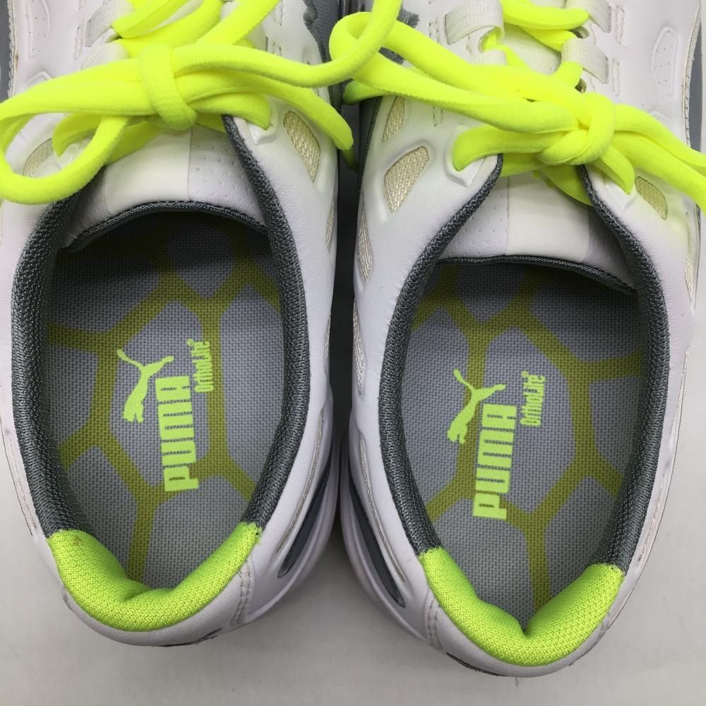 未使用品】プーマ ゴルフシューズ 白×蛍光イエロー×グレー 187099