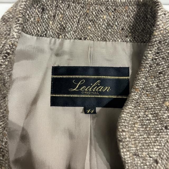 レリアン Leilian テーラードジャケット ブレザー ツイード 茶