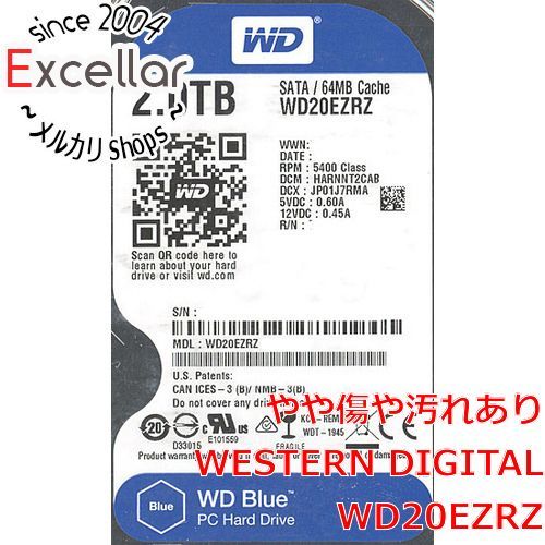 [bn:10] Western Digital製HDD　WD20EZRZ　2TB SATA600　2000～3000時間以内