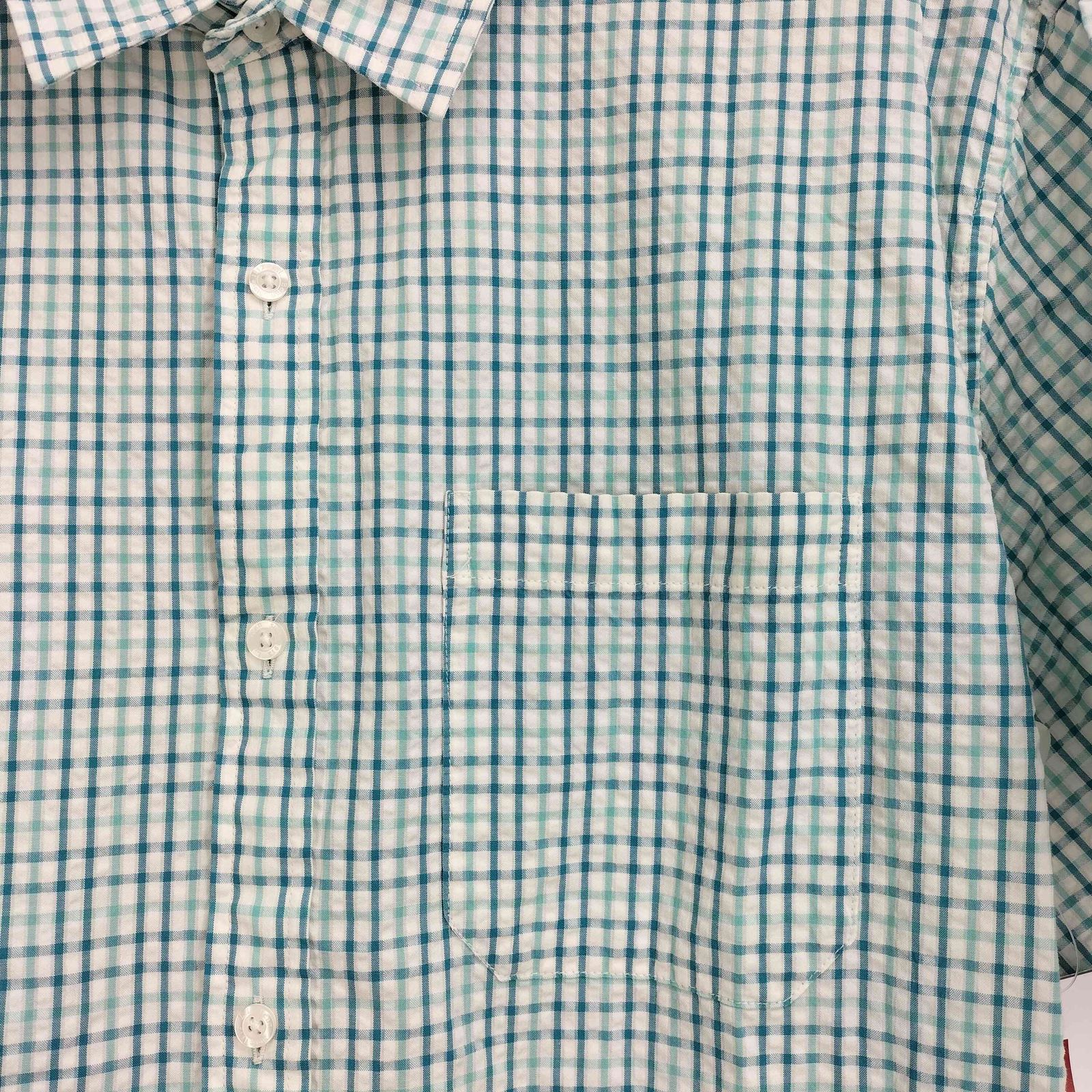 エルエルビーン L.L.Bean シアサッカー オーガニックコットン100 半袖 チェックシャツ メンズ import：XL 