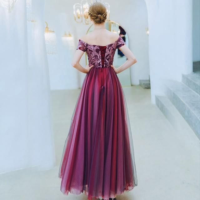 オフショルダー ロングドレス