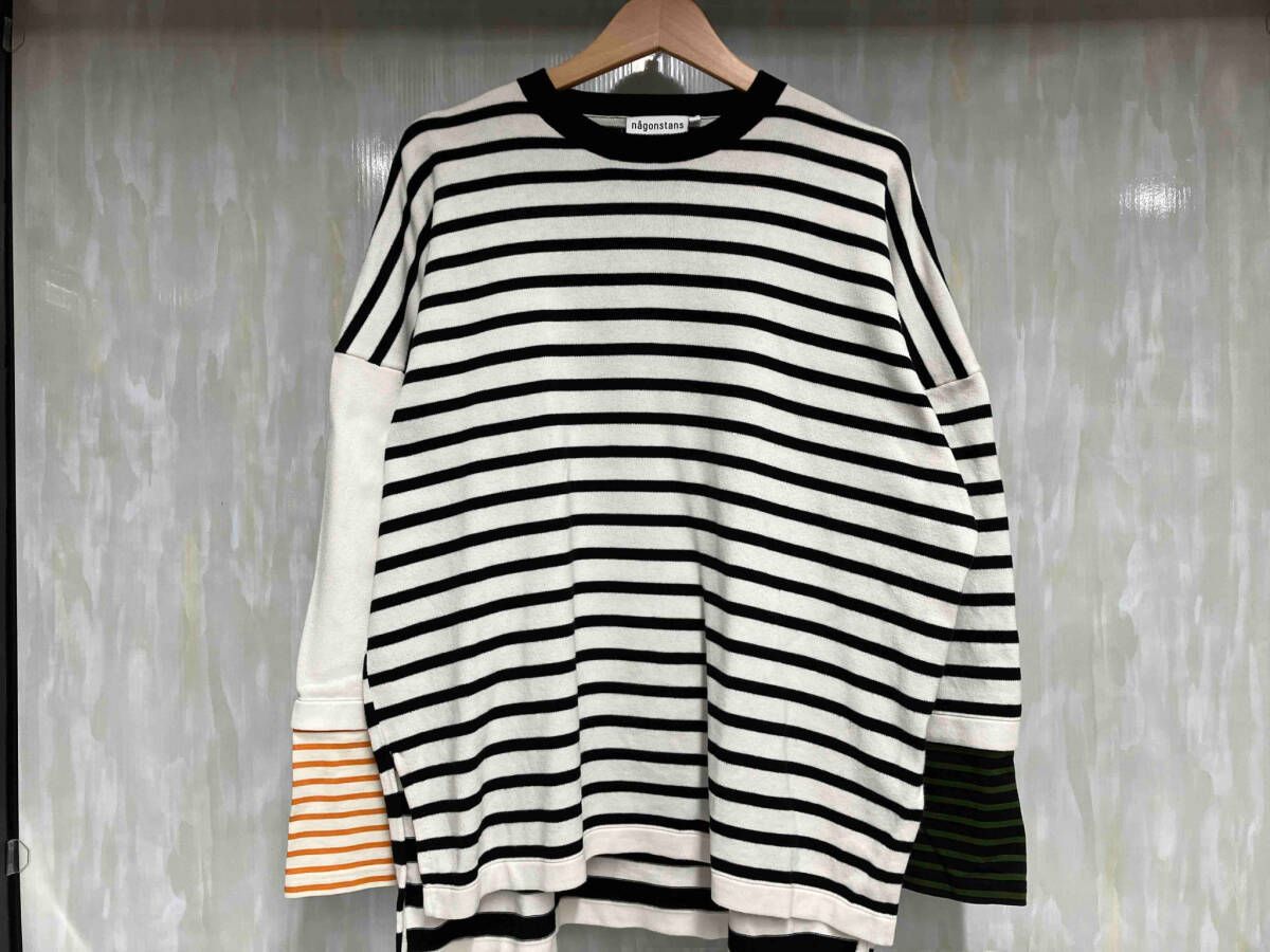 nagonstans mix border pullover ナゴンスタンス 長袖Tシャツ カットソー ボーダー アシメ フェイクレイヤード 470GS870-0240 Mサイズ