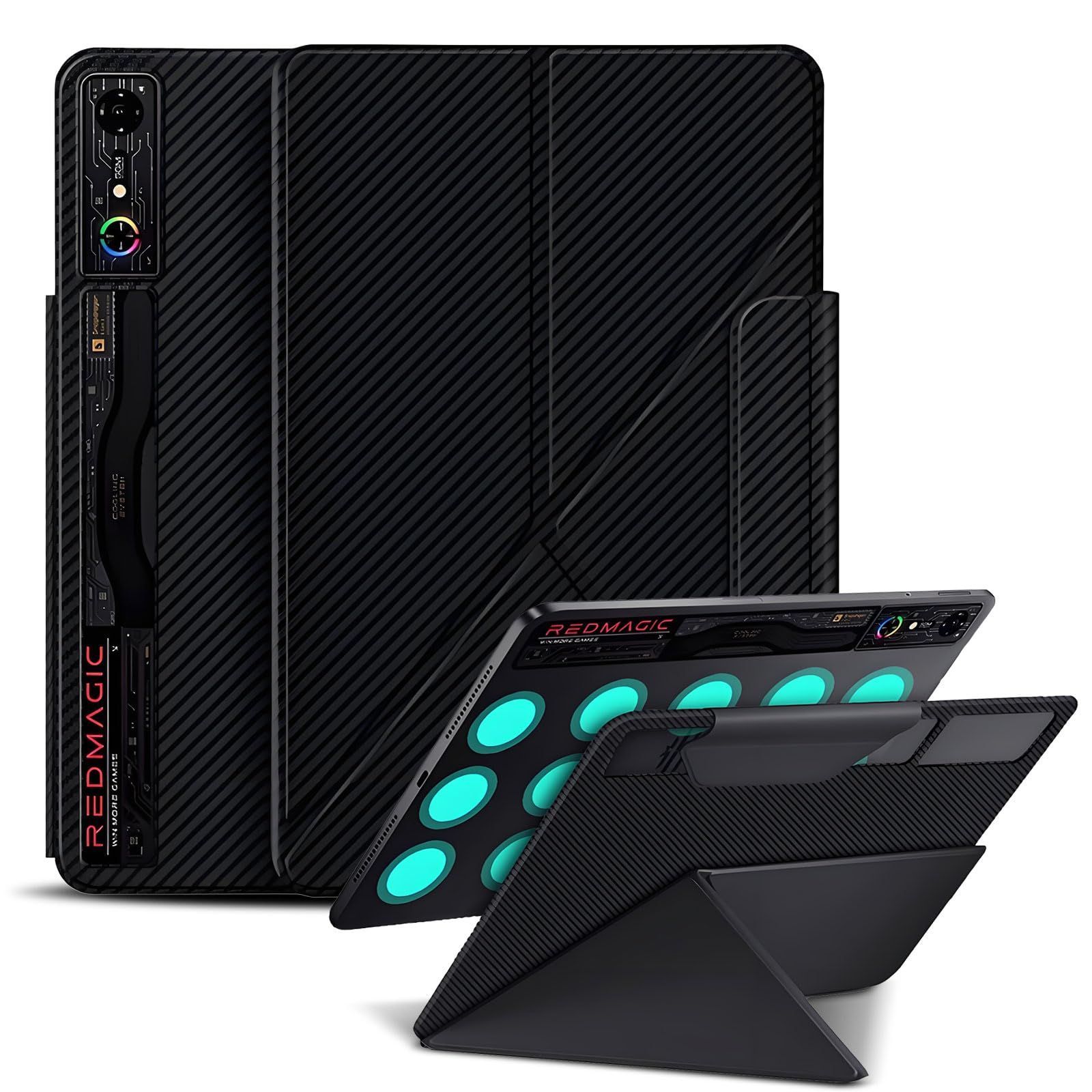 2025年度 先行発売 YXHH新登場 REDMAGIC Nova|Gaming Pad Pro タブレット 用 マグネットケース 炭素繊維調 磁気吸着 自動ウェイクアップ|スリープ付き スリムスマート保護カバー ブラック