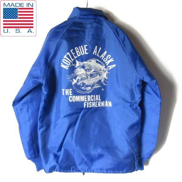 70s-80s Swingster コーチ ジャケット 裏ボア 青系 S 背面プリント アメリカ製 ビンテージ D151-18-0009ZVW