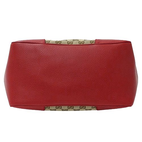 美品 グッチ GGキャンバス レザー トートバッグ 大容量 レッド 赤 GUCCI グッチ トートバッグ GGキャンバス レッド レディース