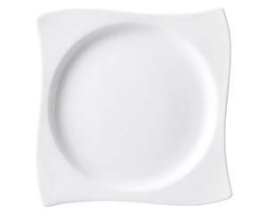 キ521-038 白磁ウェーブ満月7.5インチプレート