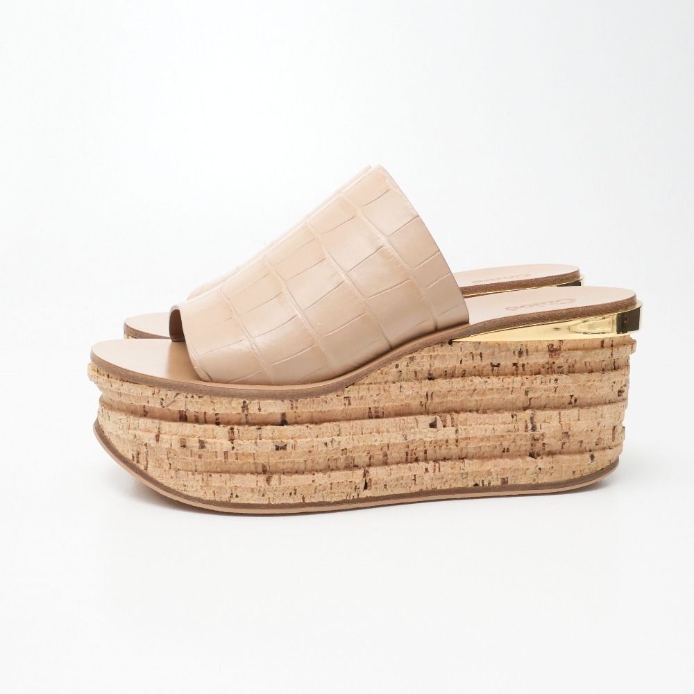 Chloé サンダル カミーユ Chloe 美品 クロエ カミーユ レザー コルクウエッジソール