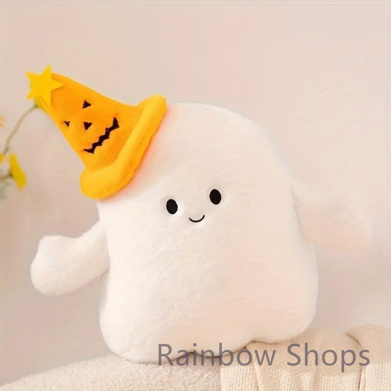 ハロウィンゴーストぬいぐるみ デビル＆魔法帽バージョン パーティーに最適なぬいぐるみゴーストクラウドピロー - 合成素材 あらゆる機会に最適なお祝いのコレクターズドール 電気不要 寝室と屋外のホリデーデコレーションに最適 yunban558