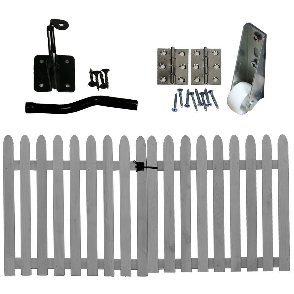 折りたためるウッドフェンスゲートセット(縦ストライプ)・142×24×71