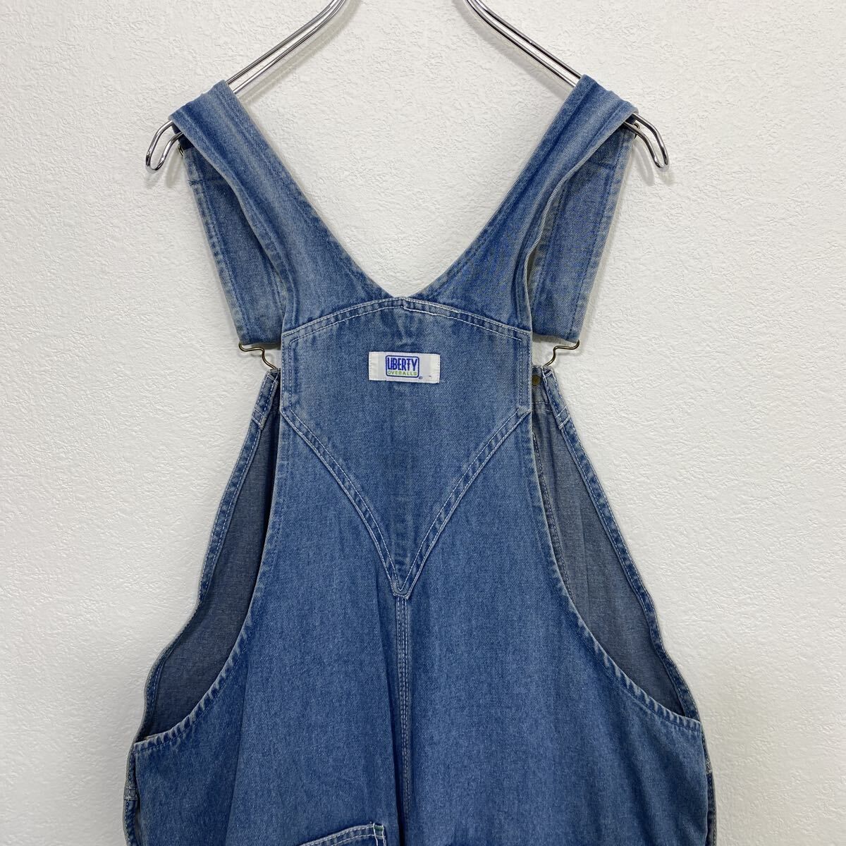 Liberty デニムオーバーオール/サロペット/古着/実寸W48L29 Liberty デニムオーバーオール/サロペット/古着/実寸W46L27/裾直