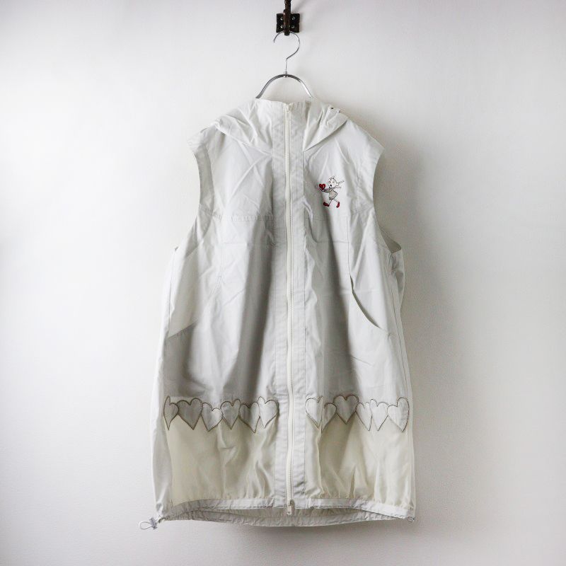 ♥ アルベロベロ オレボレブラ ALBEROBELLO OLLEBOREBLA ぶたさん刺繍ワッペンフードロングベスト M｜アイボリー 2400014568424