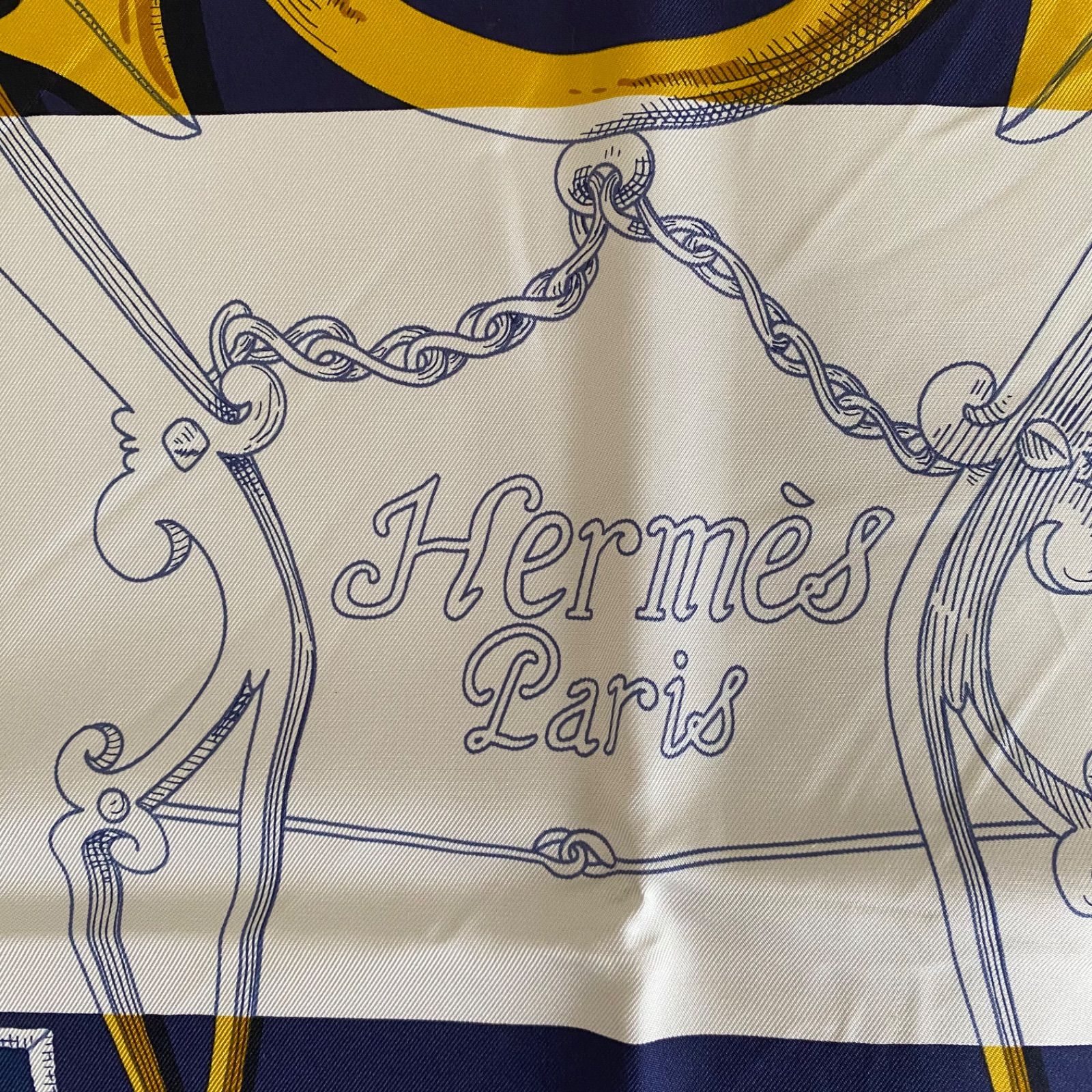 美品 HERMES エルメス スカーフ カレ90 帝王学 シルク100%うみエルメス