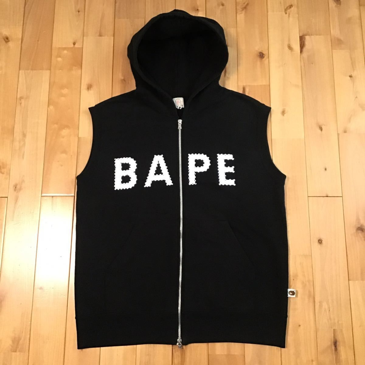 スワロフスキー スウェット パーカー ベスト Mサイズ a bathing ape BAPE swarovski zip hoodie vest  エイプ ベイプ ラインストーン