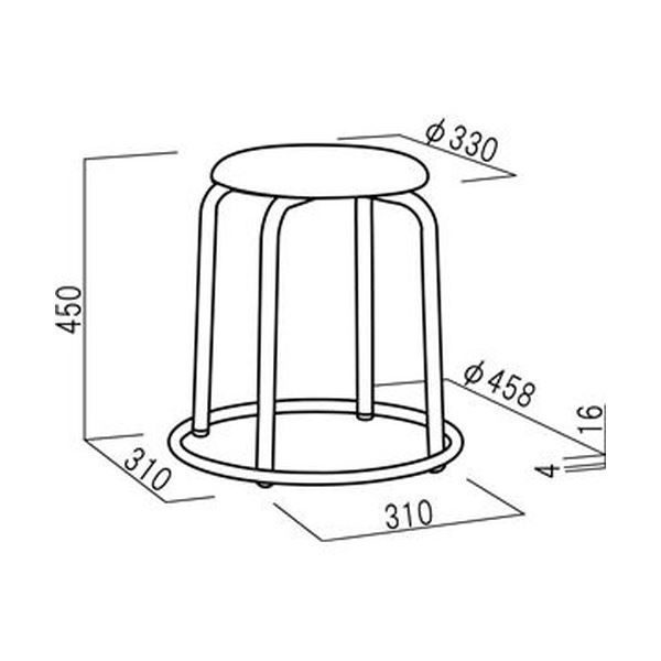 スツール オットマン 幅45.8cm オレンジ×ミルキーホワイト 外リング付 スタッキング スチール 日本製 完成品 1脚販売 リビング