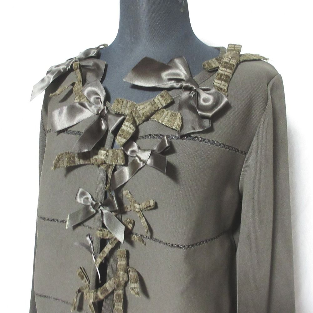 美品 Rene ルネ リボンデザイン カーディガン サイズ36 ブラウン レディース 古着 中古 美品 Rene ルネ リボンデザイン カーディガン サイズ36 ブラウン