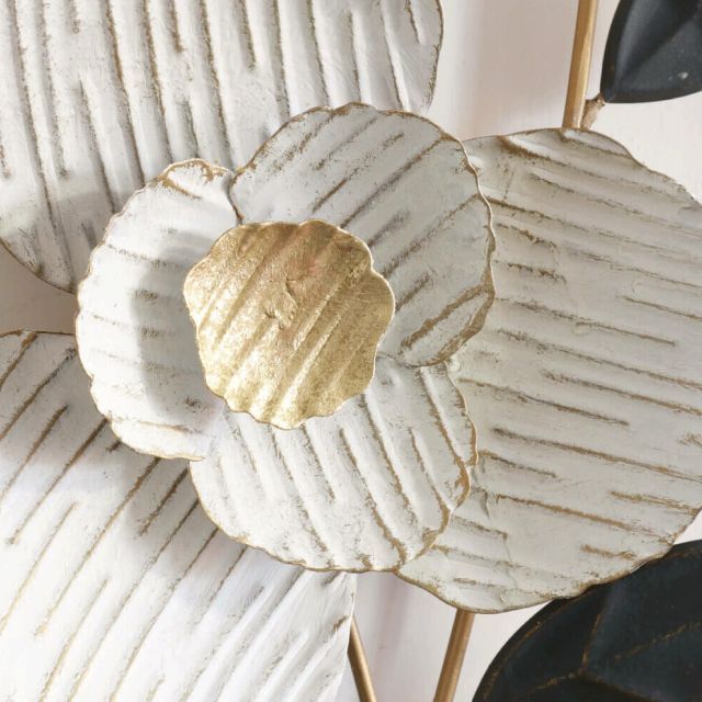 ウォールアートパネル フラワー 壁掛け 壁飾り アイアン ウォールアート椿 W30.5×D5.5×H92cm インテリア おしゃれ 上品 ウォールデコレーション 玄関 リビング 寝室 壁面 ワンポイント アクセント NEXPOTALLINN_EU