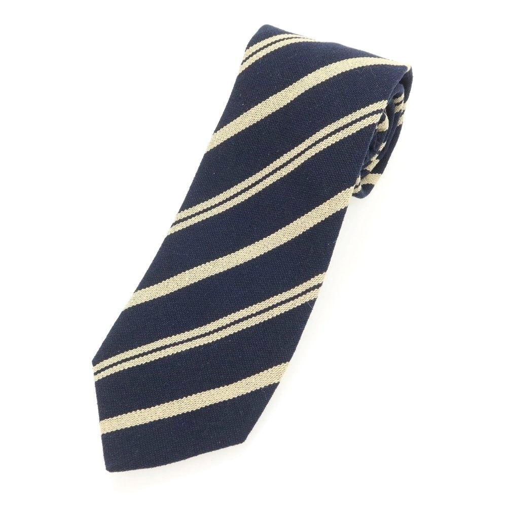 ニッキー nicky シルク ストライプ柄ネクタイ ダークネイビーxベージュ メンズ
