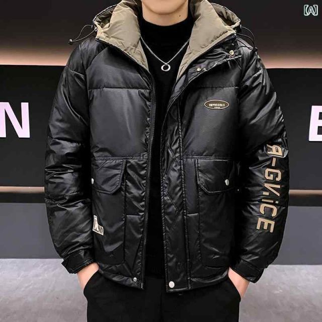 2XL 春 コーデ メンズ 服 シンプル ファッション オシャレ 大人 かっこいい 大きいサイズ ストリート 紳士服 ダウン ジャケット 軽 厚手 フード付き 冬 暖かい